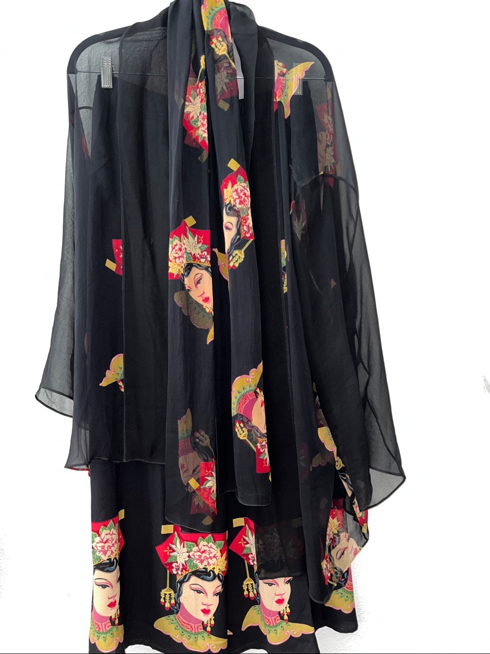 HARARI 3 piece Vintage 
 Silk Floral Print 
Kimono, Pants, Scarf
Sz L